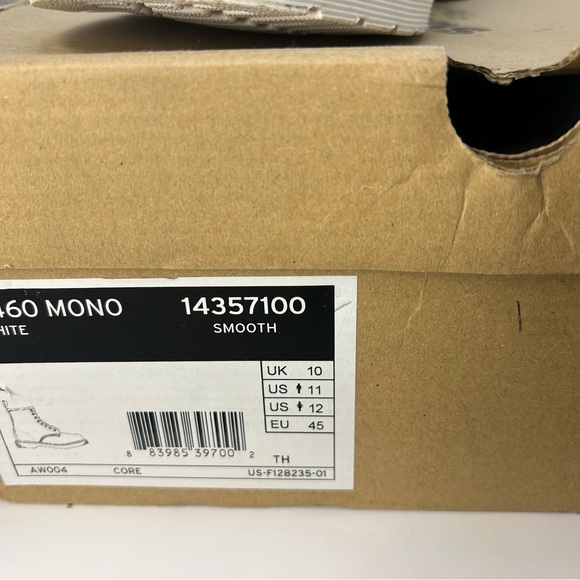 Dr. Martens 1460 Pascal Mono Smooth Leather Lace Up Boots- US:11M/12W, White, - Picture 15 of 16